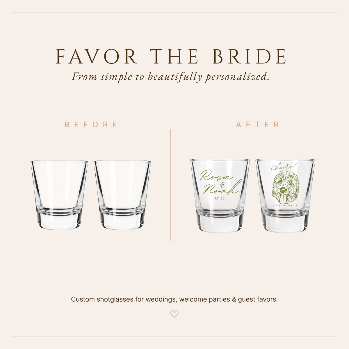 Personalized Pet Portrait Frosted Shot Glasses
