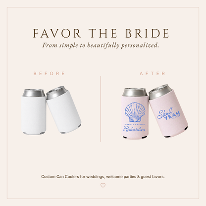Seashell Wedding Can Coolers for Beach Weddings