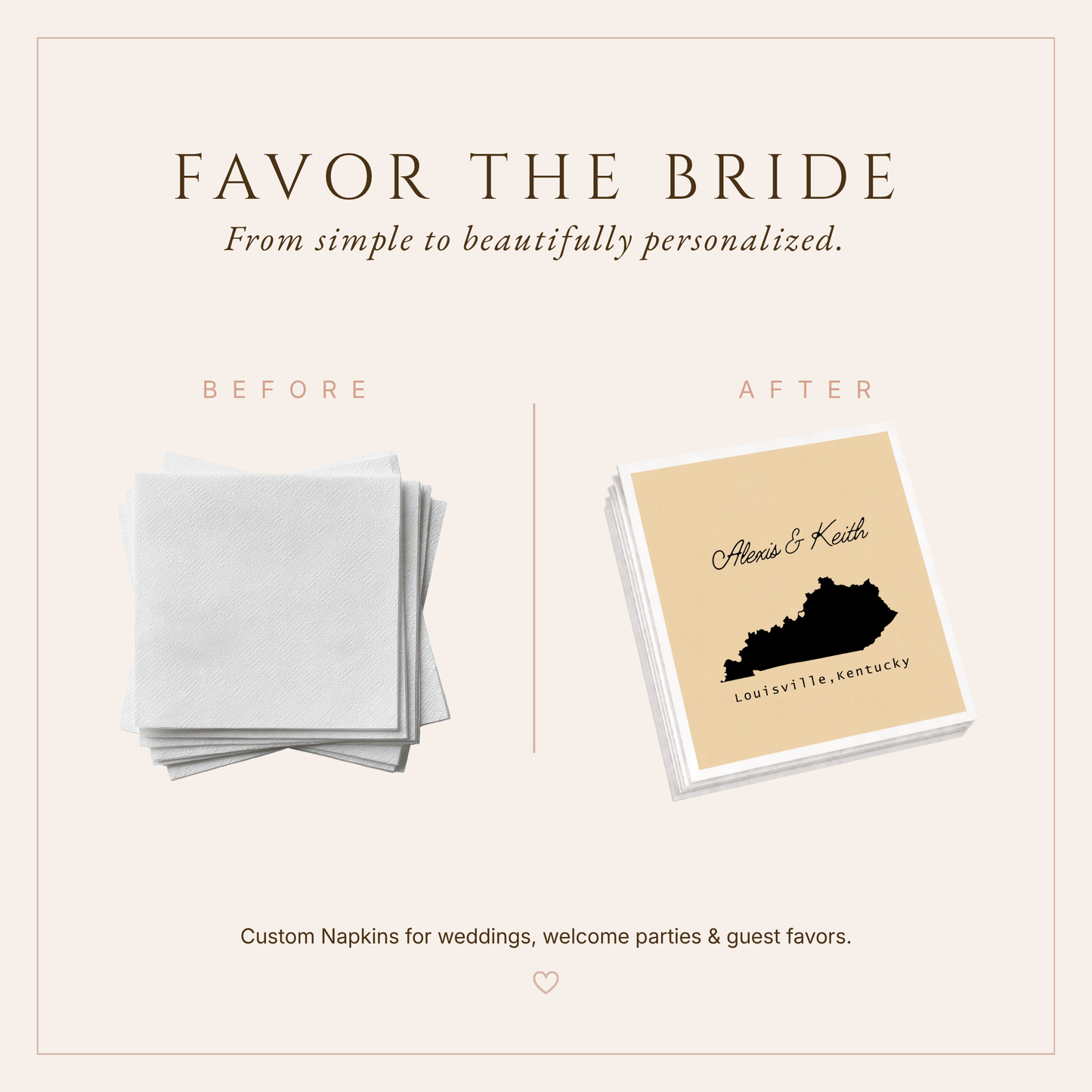 Personalized Kentucky Wedding Table Napkins