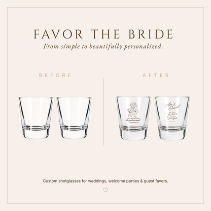 Personalized Swipe Love Wedding Shot Glasses