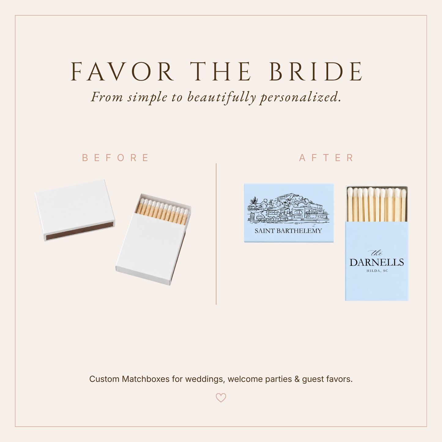 Personalized Saint Barthélemy Wedding Matchboxes