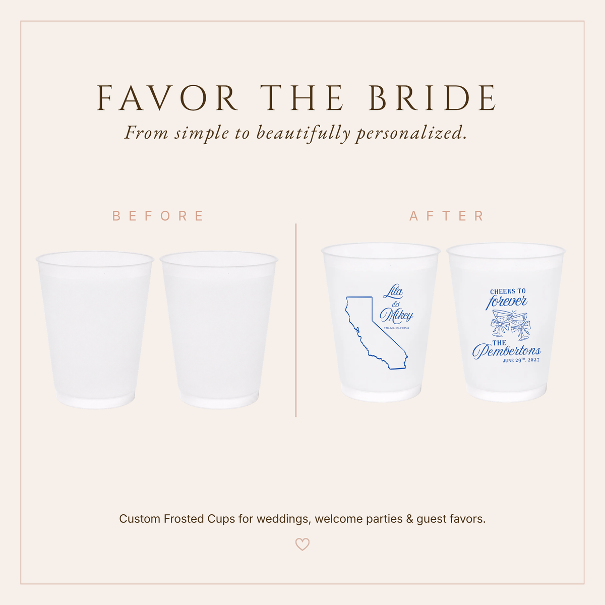 Personalized California Wedding Frosted Cups
