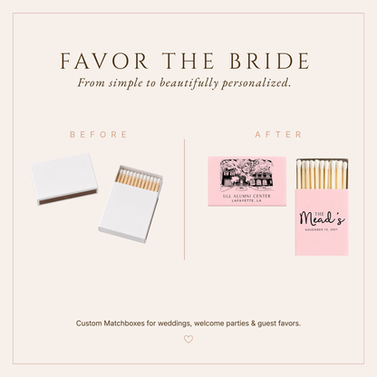 Personalized ULL Alumni Center Wedding Matchboxes
