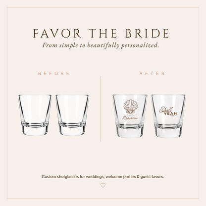 Personalized Coastal Wedding Shot Glasses