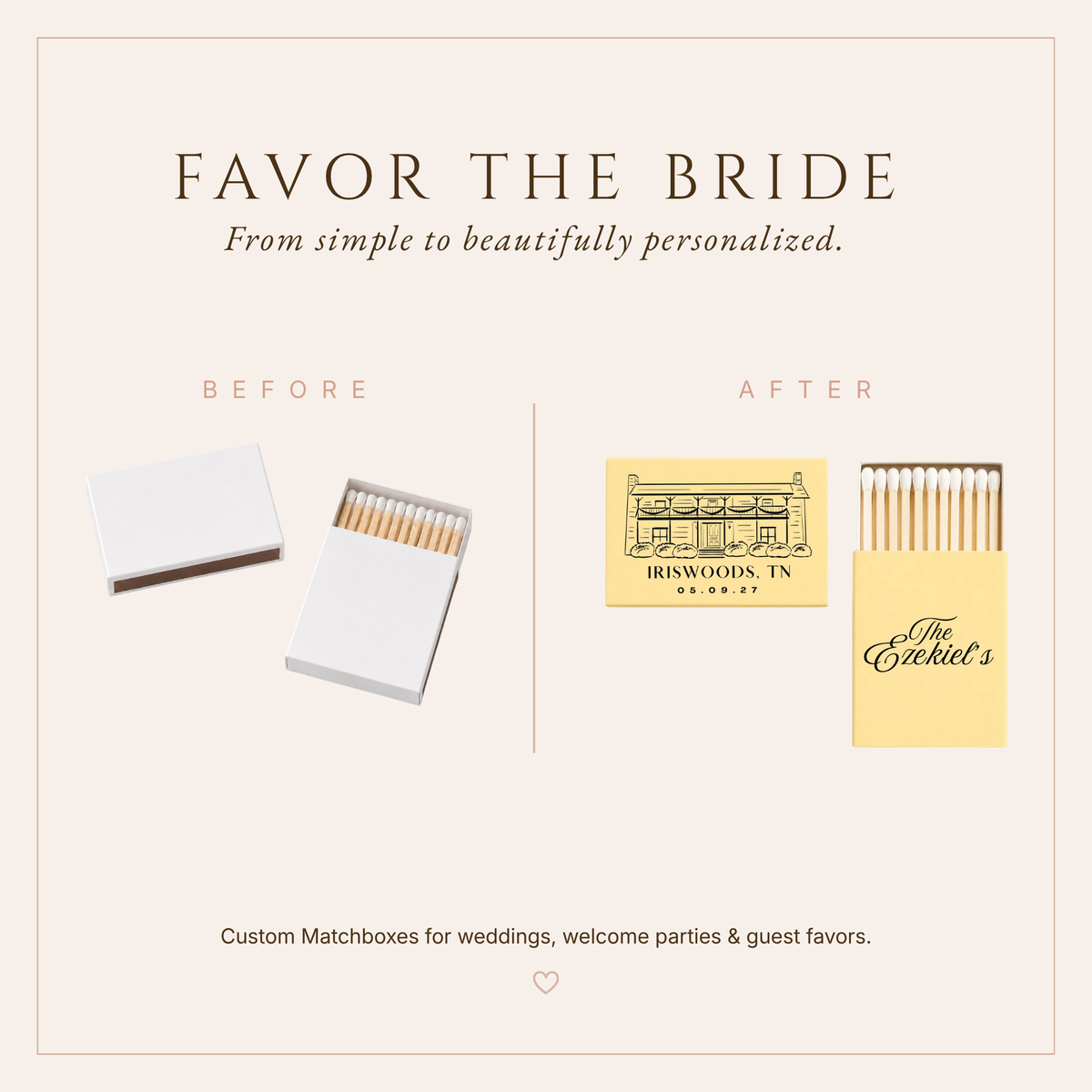 Personalized Iriswoods Wedding Matchboxes