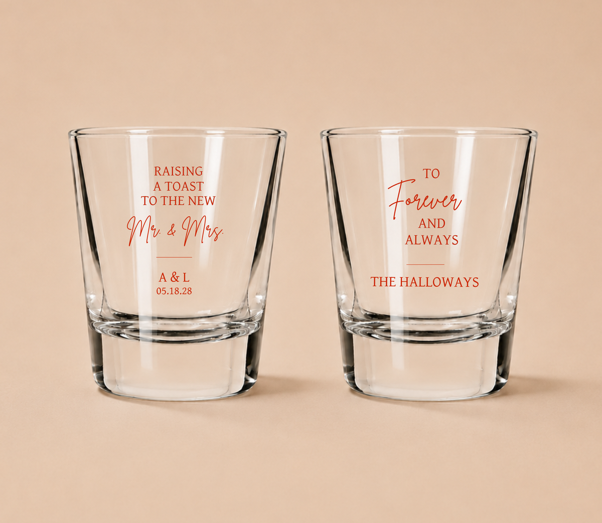 Personalized Raising A Toast Wedding Shot Glasses
