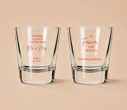 Personalized Raising A Toast Wedding Shot Glasses