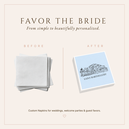 Personalized Saint Barthelemy Wedding Table Napkins