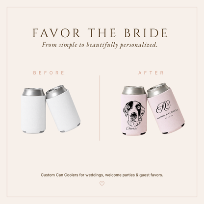 Personalized Monogram Dog Wedding Can Coolers