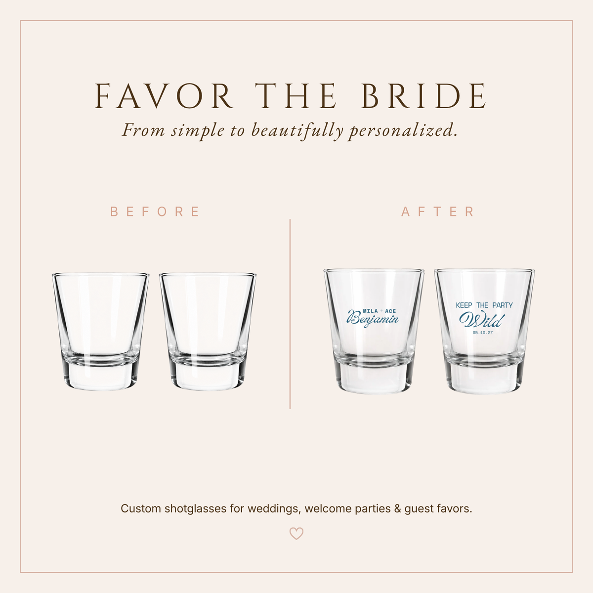 Personalized Modern Wild Wedding Shot Glasses