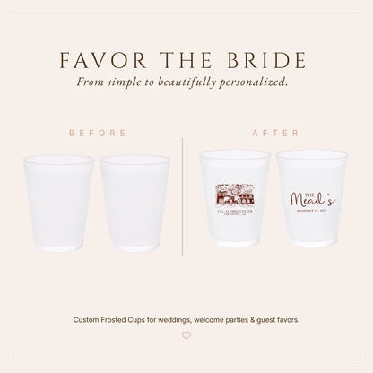 Custom Wedding Venue Family Name Frosted Cups