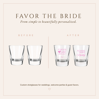 Personalized Forever Romantic Wedding Shot Glasses