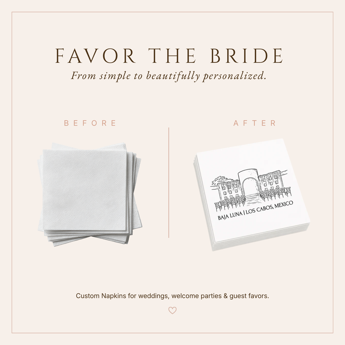 Personalized Baja Luna Wedding Napkins