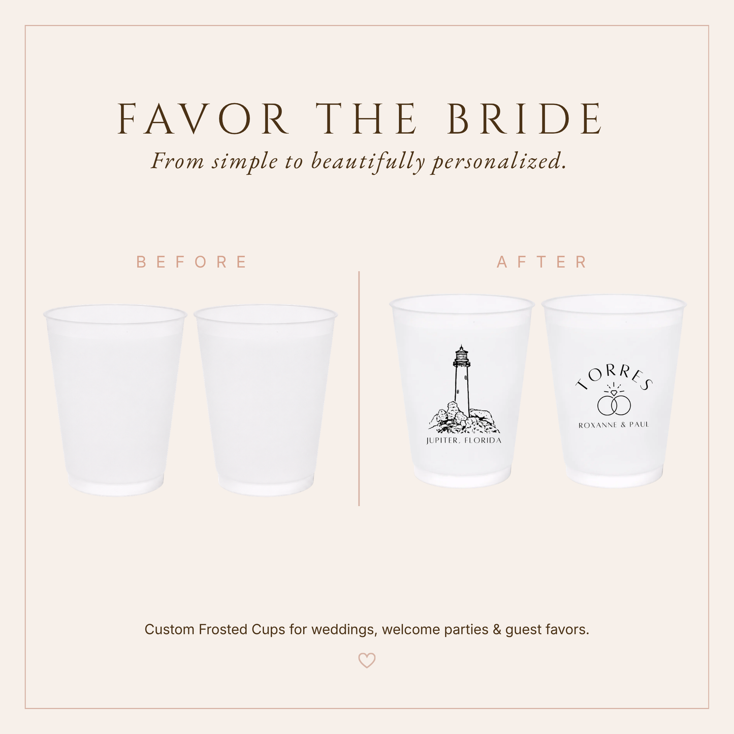 Personalized Jupiter Florida Wedding Frosted Cups