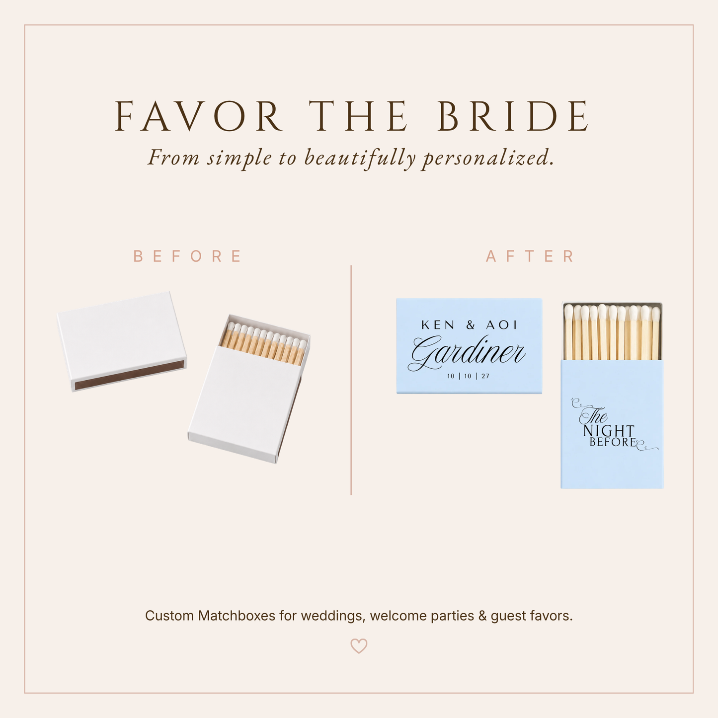 Personalized The Night Before Wedding Matchboxes