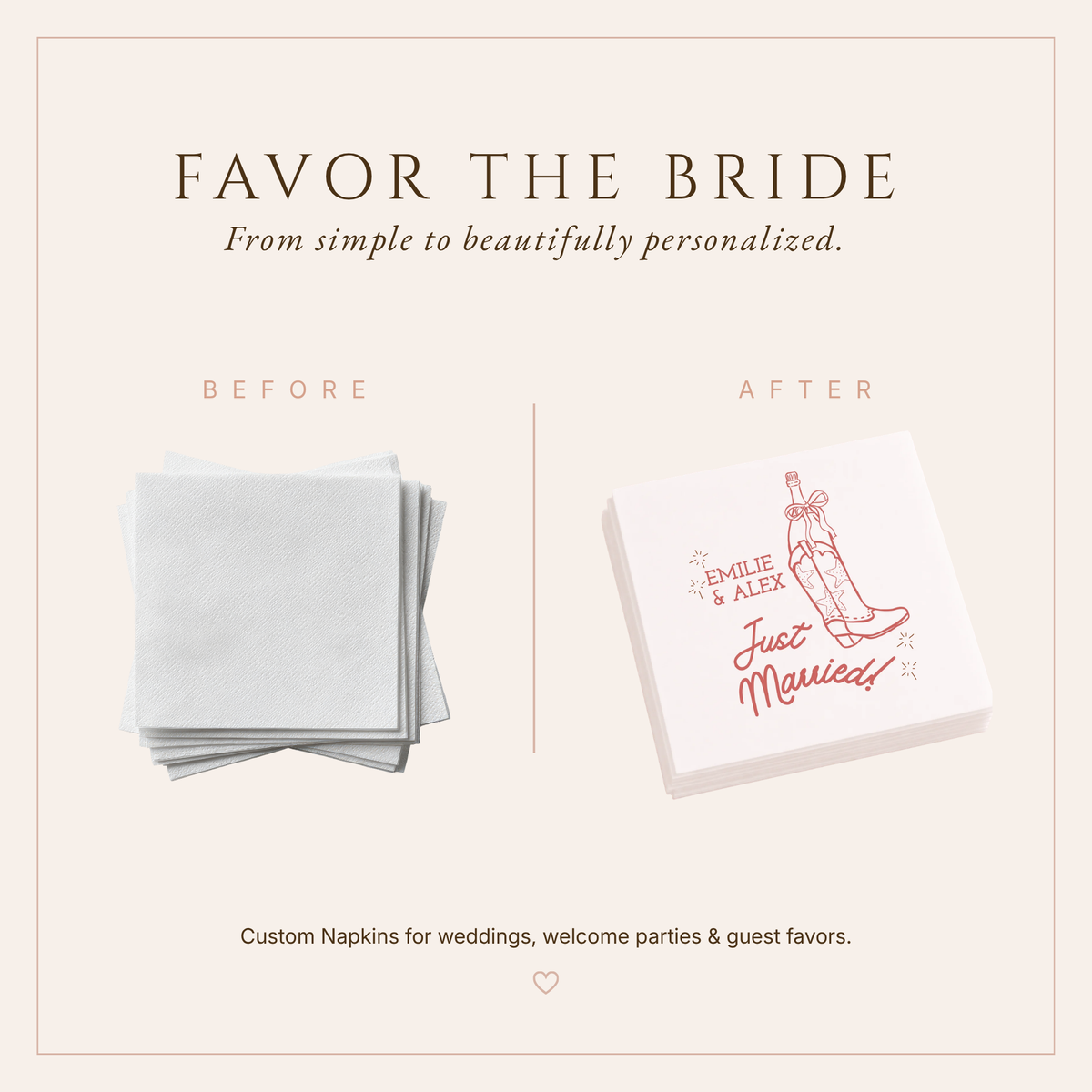 Personalized Pink Western Cowboy Boot Table Napkins