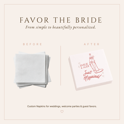 Personalized Pink Western Cowboy Boot Table Napkins
