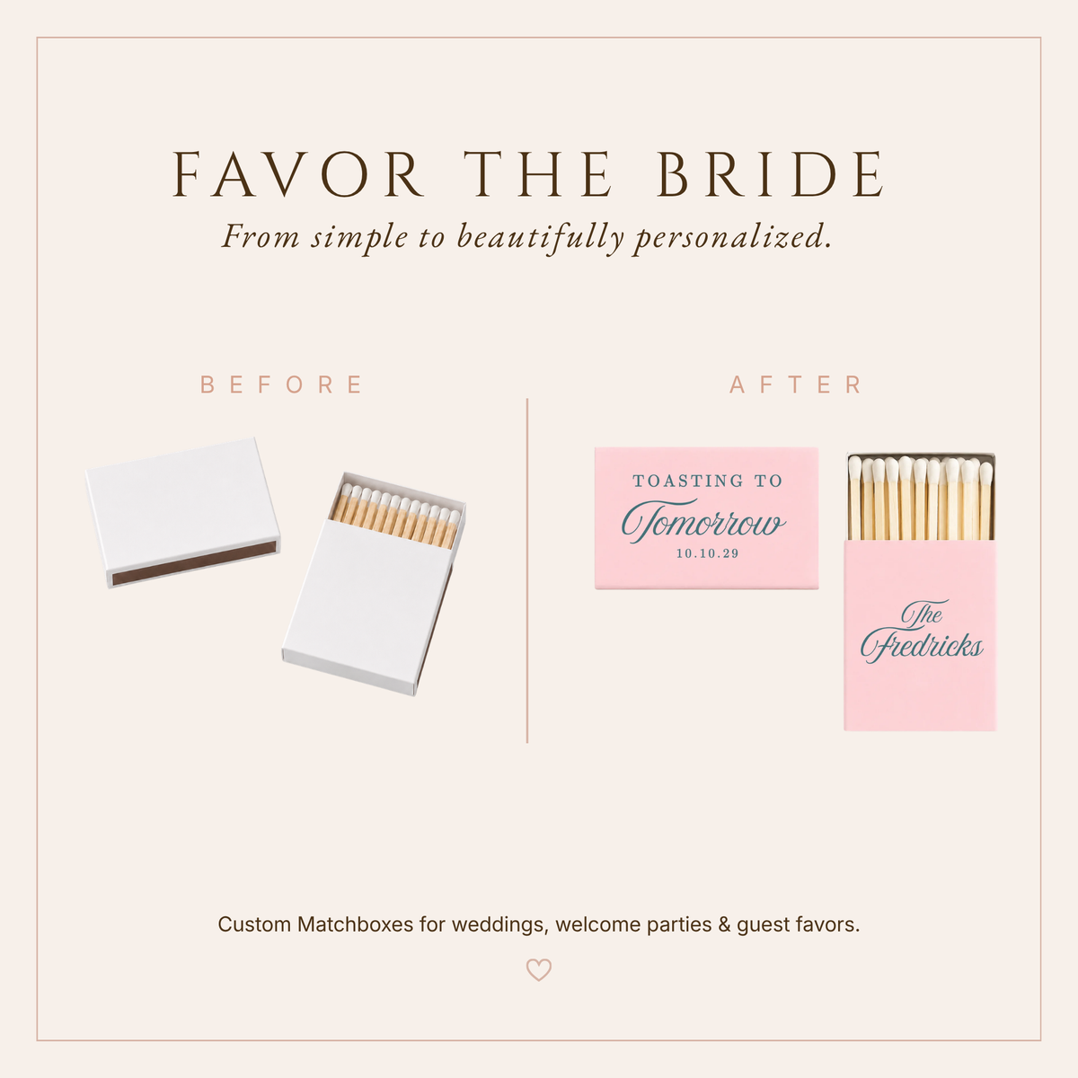 Personalized Toasting To Tomorrow Wedding Matchboxes