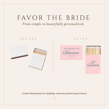 Personalized Toasting To Tomorrow Wedding Matchboxes