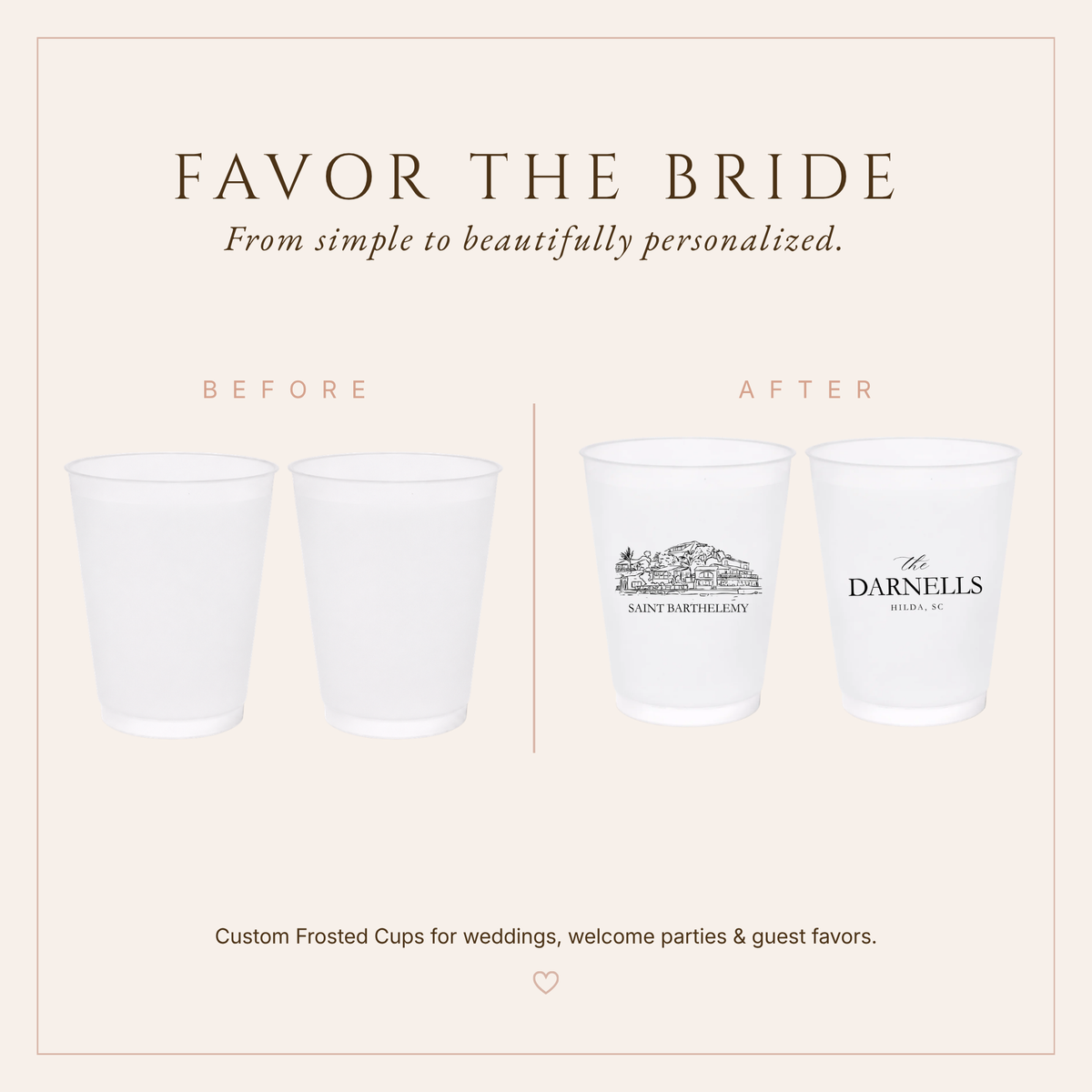 Personalized Saint Barthelemy Wedding Frosted Cups