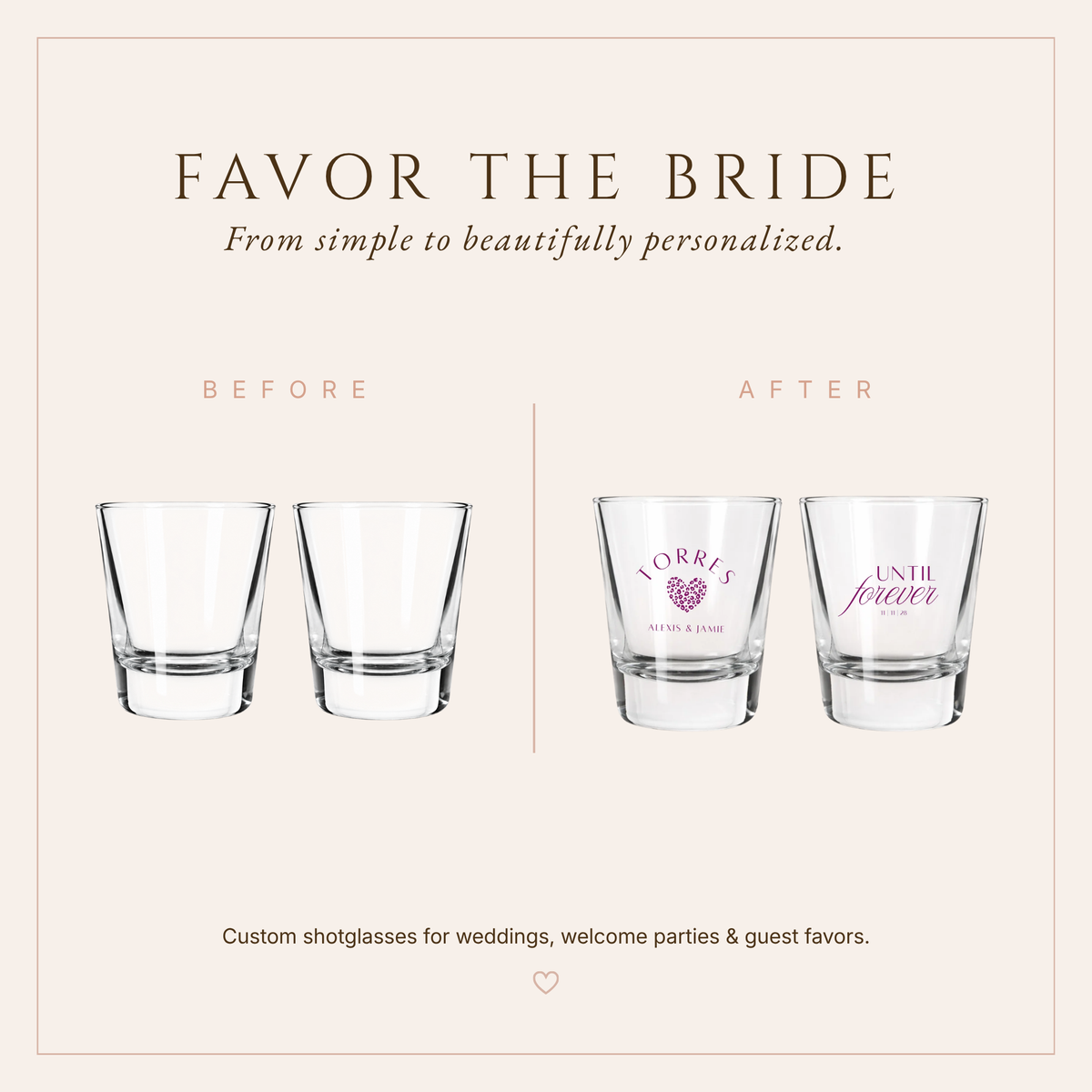 Personalized Until Forever Wedding Shot Glasses