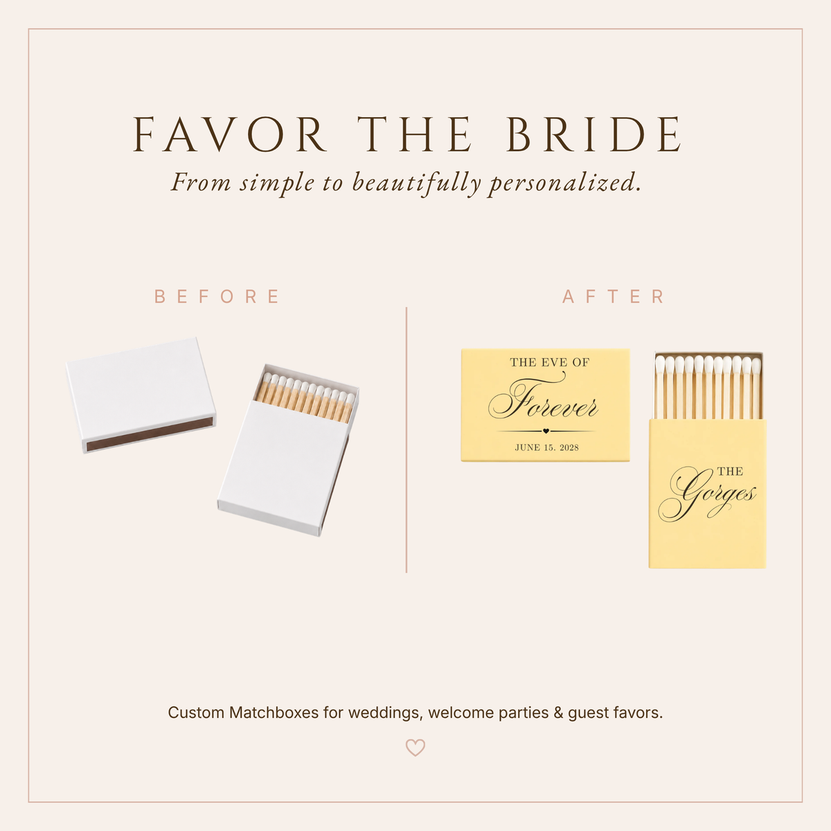 Personalized The Eve of Forever Wedding Matchboxes