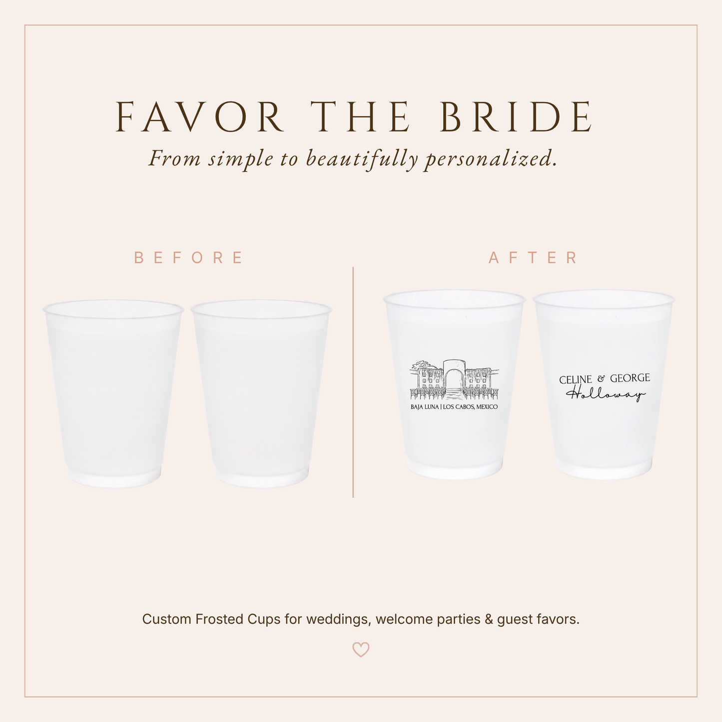 Personalized Destination Wedding Venue Frosted Cups