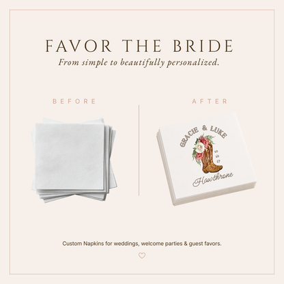 Personalized Western Cowboy Boot Table Napkins