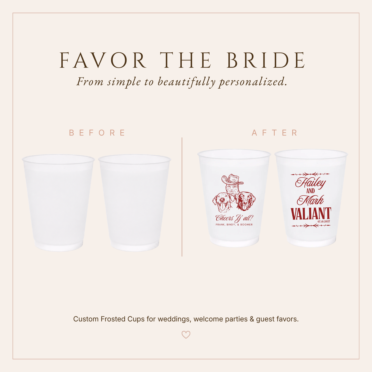 Personalized Western Pet Wedding Frosted Cups