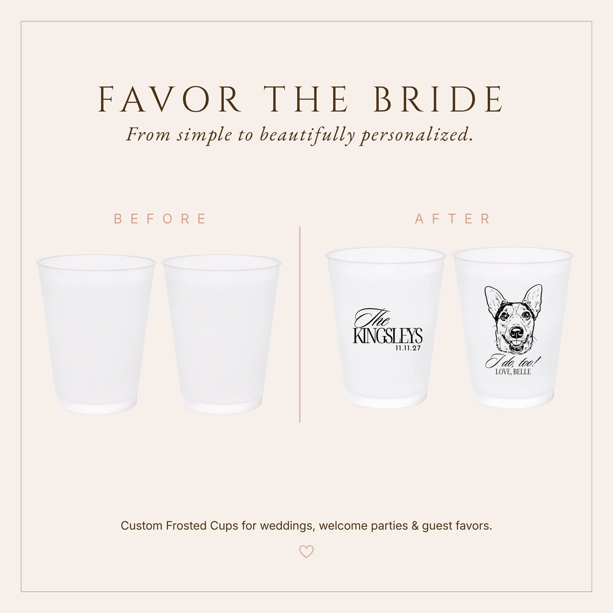 Personalized Dog Wedding Frosted Cups