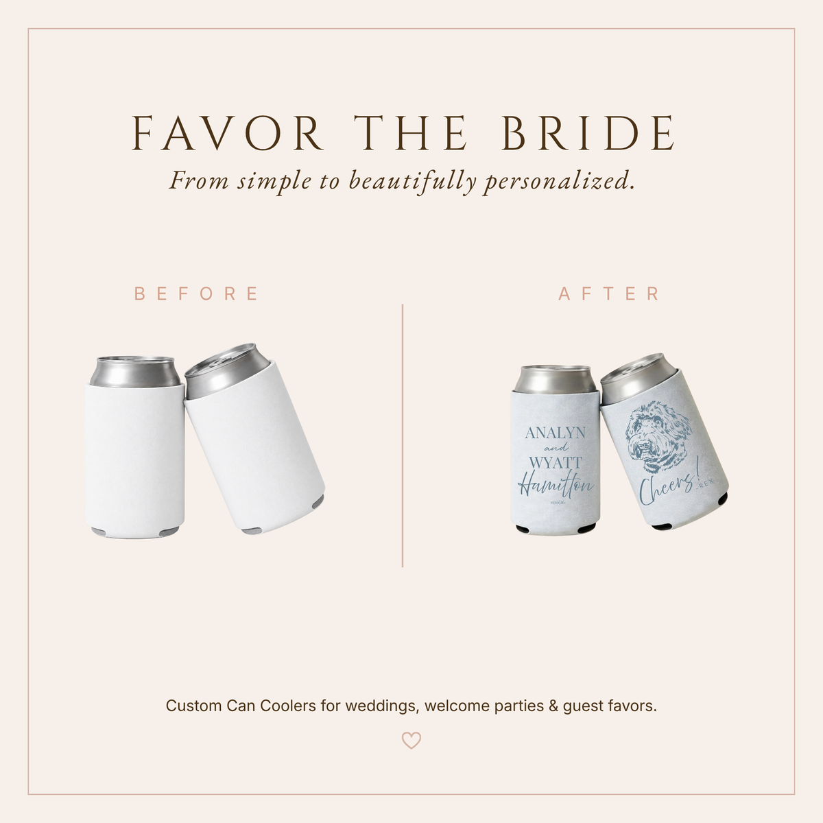 Personalized Elegant Dog Wedding Can Coolers