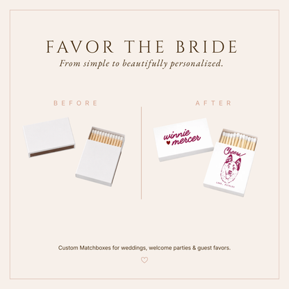 Personalized Wedding Matchbox Dog Portrait Script Names