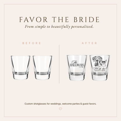 Personalized Pet Couple Wedding Shot Glasses