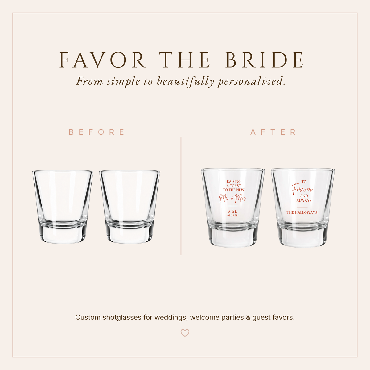 Personalized Raising A Toast Wedding Shot Glasses