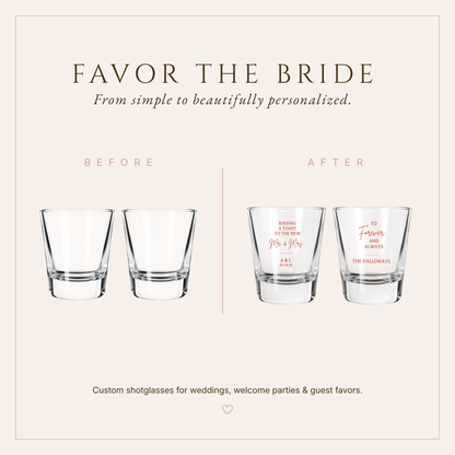 Personalized Raising A Toast Wedding Shot Glasses