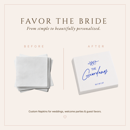 Personalized Lemon Branch Wedding Table Napkins