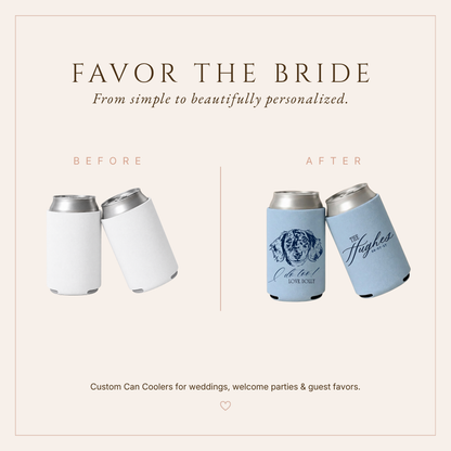 Personalized Minimalist Pet Wedding Can Coolers