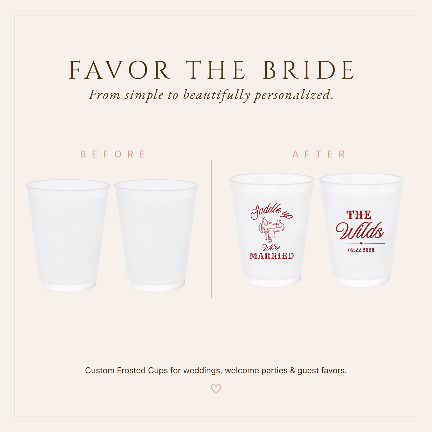 Personalized Saddle Up Wedding Frosted Cups
