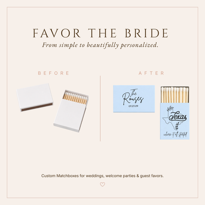 Personalized Texas Wedding Matchboxes