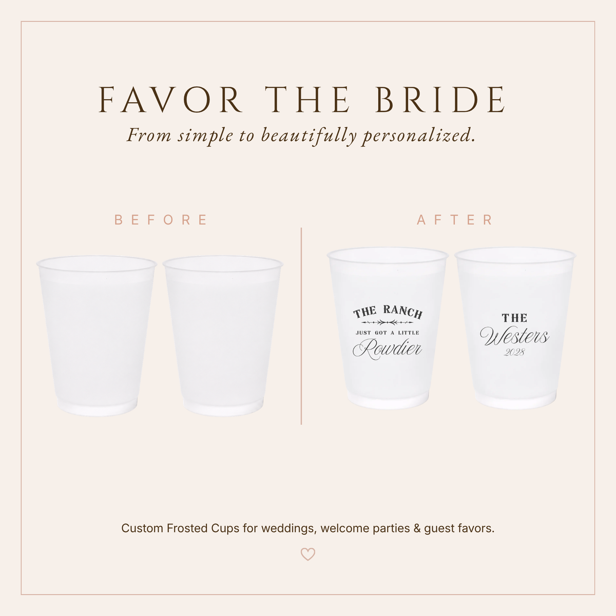 Personalized Ranch Wedding Frosted Cups