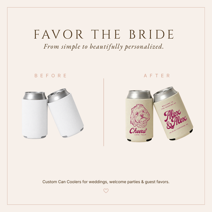 Personalized Elegant Pet Wedding Can Coolers