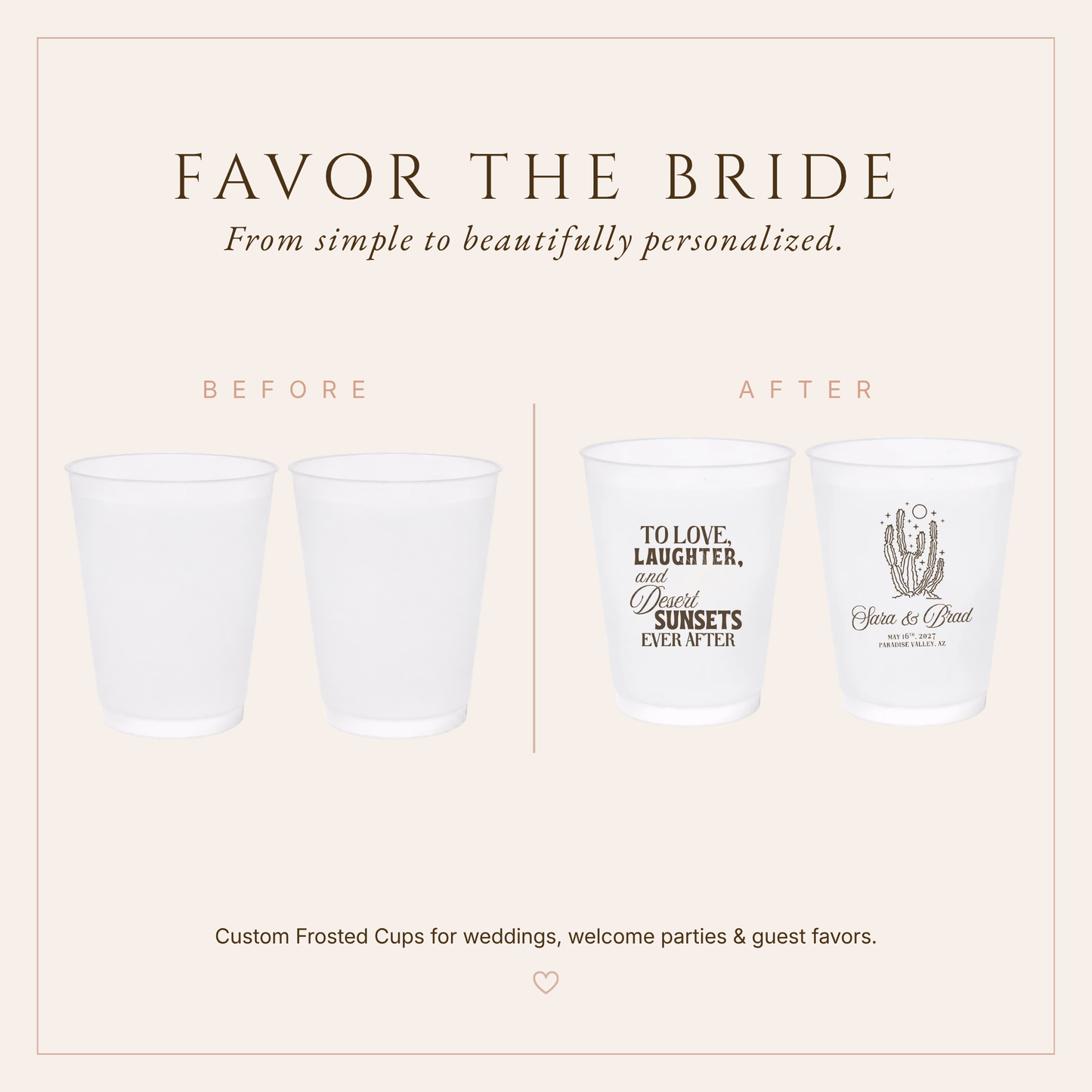 Personalized Desert Wedding Frosted Cups