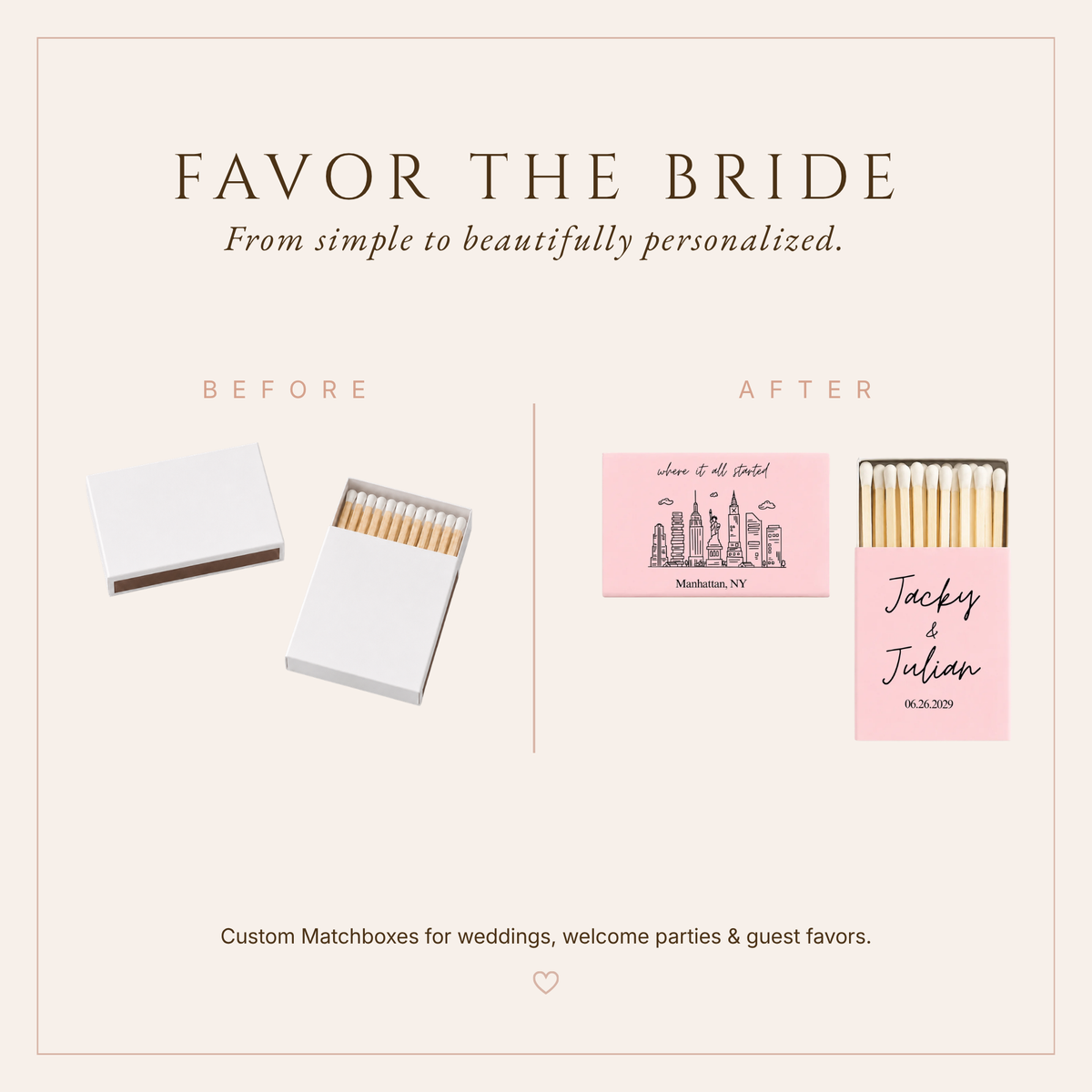 Personalized New York Wedding Matchboxes