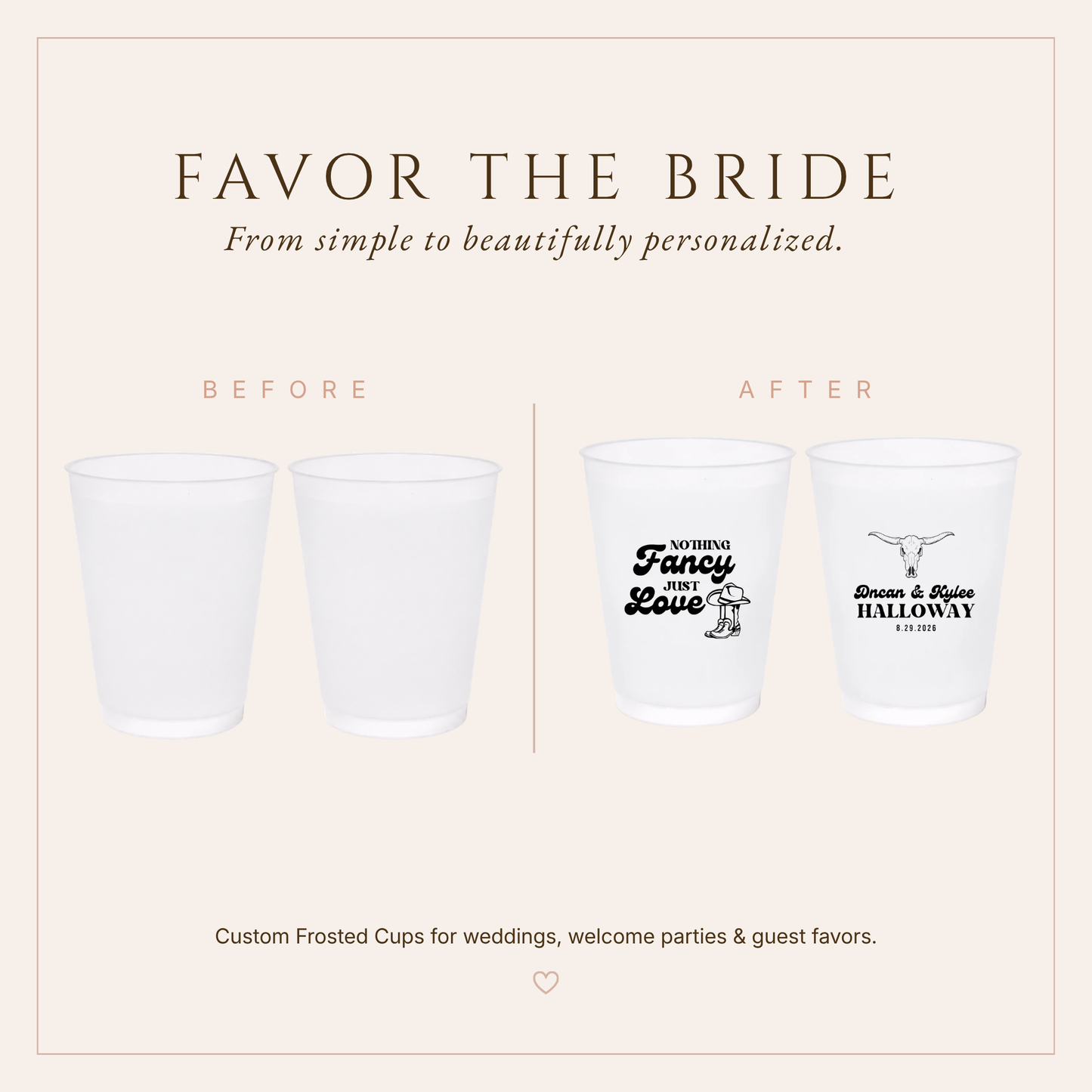 Personalized Western Wedding Frosted Cups