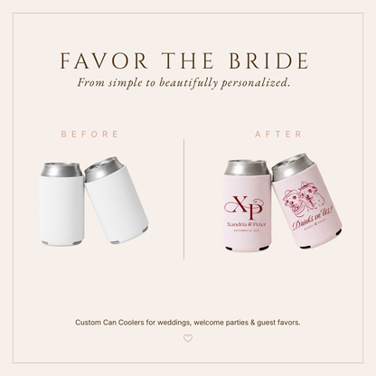 Personalized Monogram Pet Wedding Can Coolers
