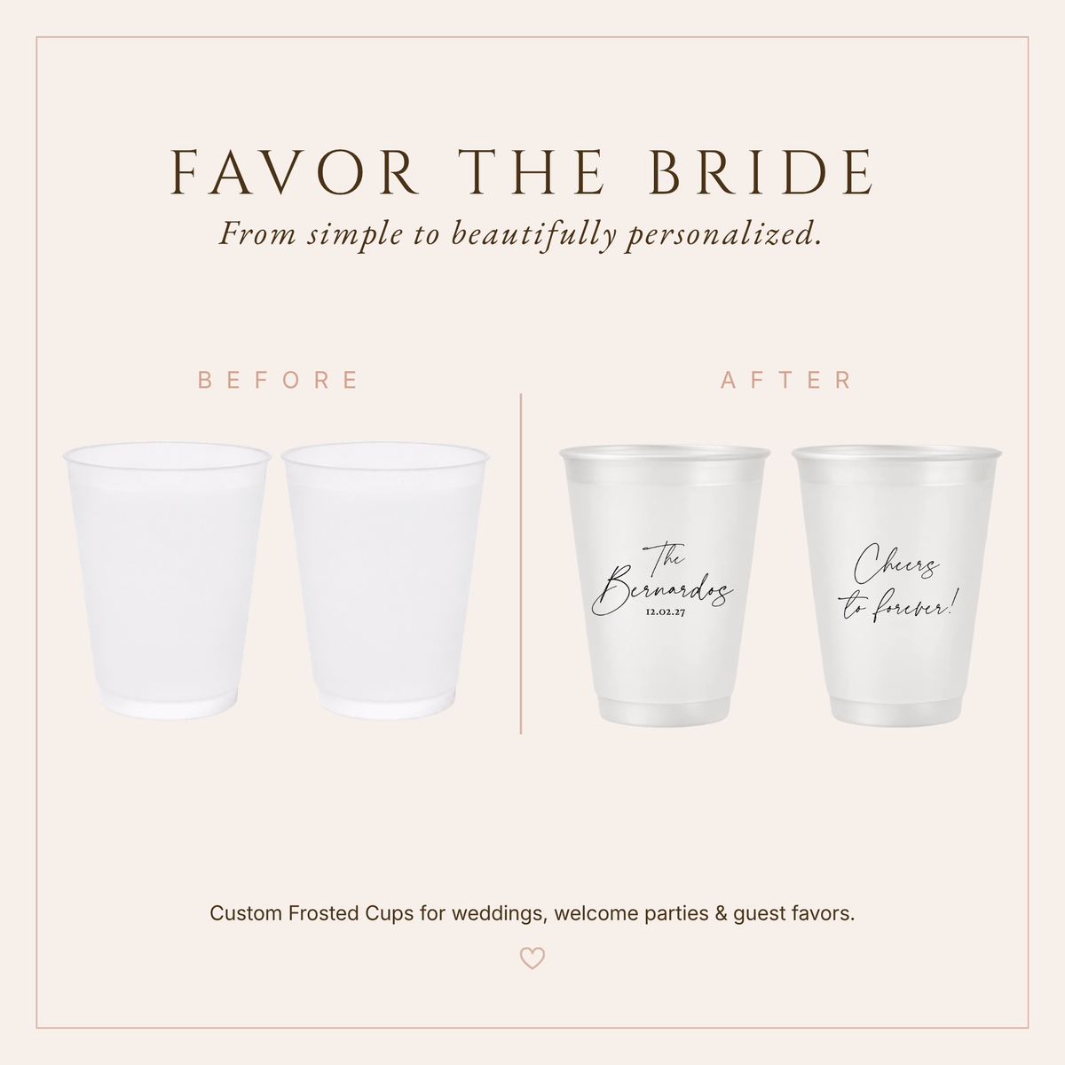 Personalized Minimalist Wedding Frosted Cups