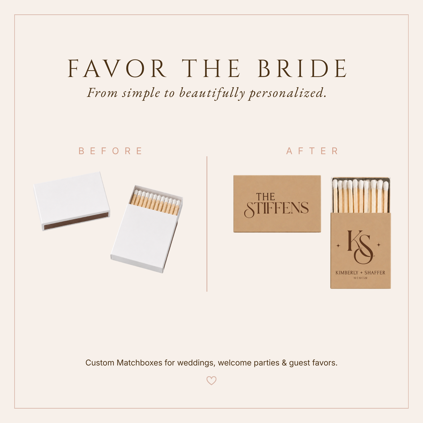 Personalized Monogram Wedding Matchboxes
