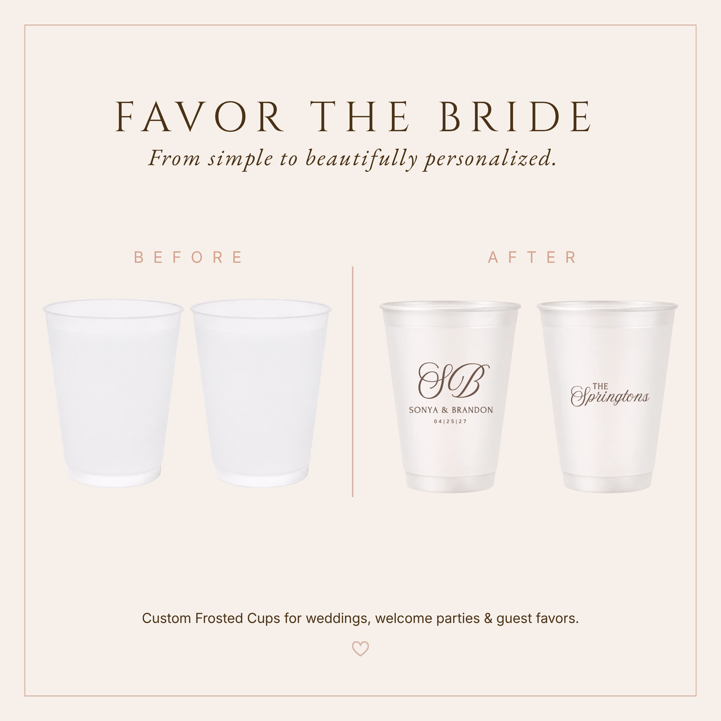 Personalized Wedding Names Frosted Cups