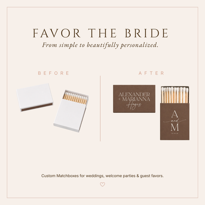 Personalized Minimalist Monogram Wedding Matchboxes