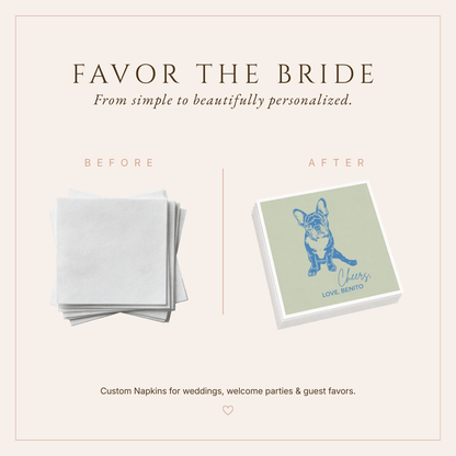 Personalized French Bulldog Wedding Napkins